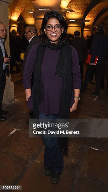 Indhu Rubasingham attends the press night after party of "Nell Gwynn" at The Crypt St Martins on February 12, 2016 in London, England.