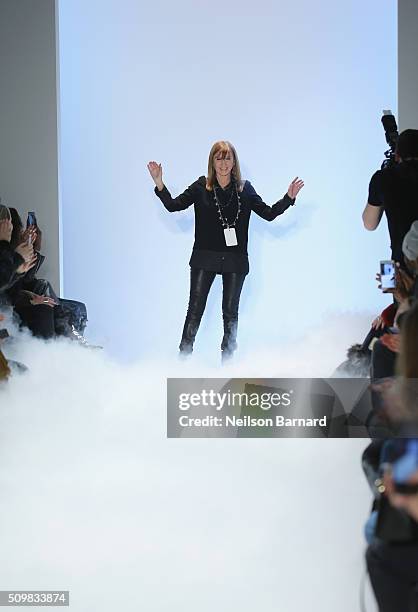 Designer Nicole Miller walks the runway wearing Nicole Miller Fall 2016 during New York Fashion Week: The Shows at The Gallery, Skylight at Clarkson...