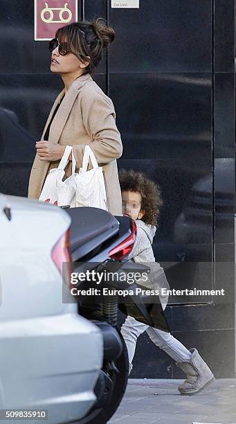 Monica Cruz and her daughter Antonella Cruz are seen on February 4, 2016 in Madrid, Spain.