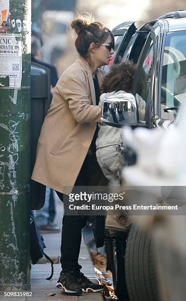 Monica Cruz and her daughter Antonella Cruz are seen on February 4, 2016 in Madrid, Spain.