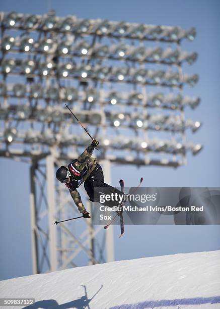 Fabian Boesch of Switzerland competes in the qualifying round of the Polartec Big Air event at Fenway Park on February 12, 2016 in Boston,...