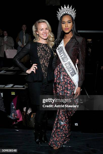 Julia LaRoche and 2015 Miss Teen USA Andreia Gibau attends the Fashion Hong Kong Fall 2016 fashion show during New York Fashion Week: The Shows at...