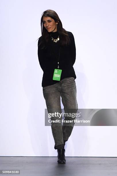 Designer Francesca Liberatore poses on the runway wearing Francesca Liberatore Fall 2016 during New York Fashion Week: The Shows at The Dock,...