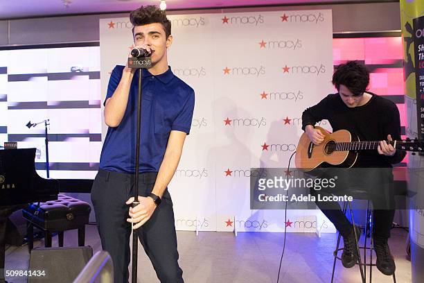 English Singer/Songwriter Nathan Sykes performs Macy's Herald Square on February 12, 2016 in New York City.