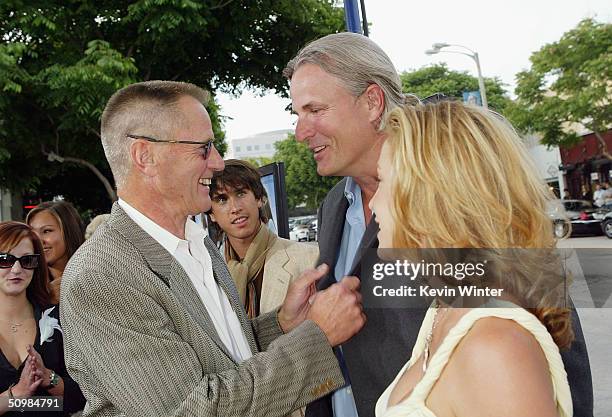 Actor Sam Shepard , director Nick Cassavetes and actress Heather Wahlquist talk at the premiere of New Lines' "The Notebook" on June 21, 2004 at the...