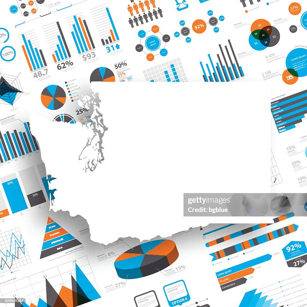 Washington Map on Infographic Background