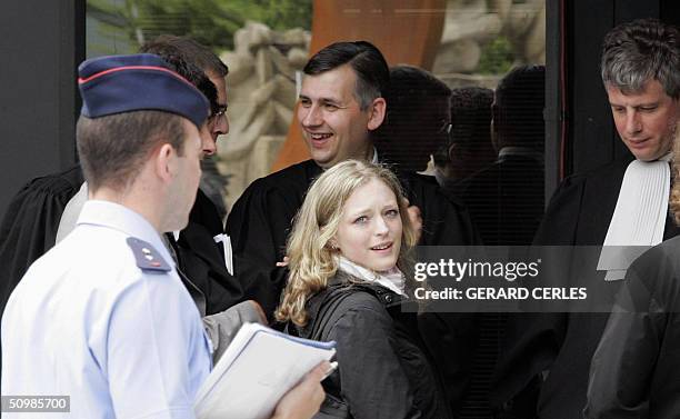 Sabine Dardenne, one of the Marc Dutroux's victims smile outside the Arlon's assize court at the end of the trial of Belgian Marc Dutroux' and his...