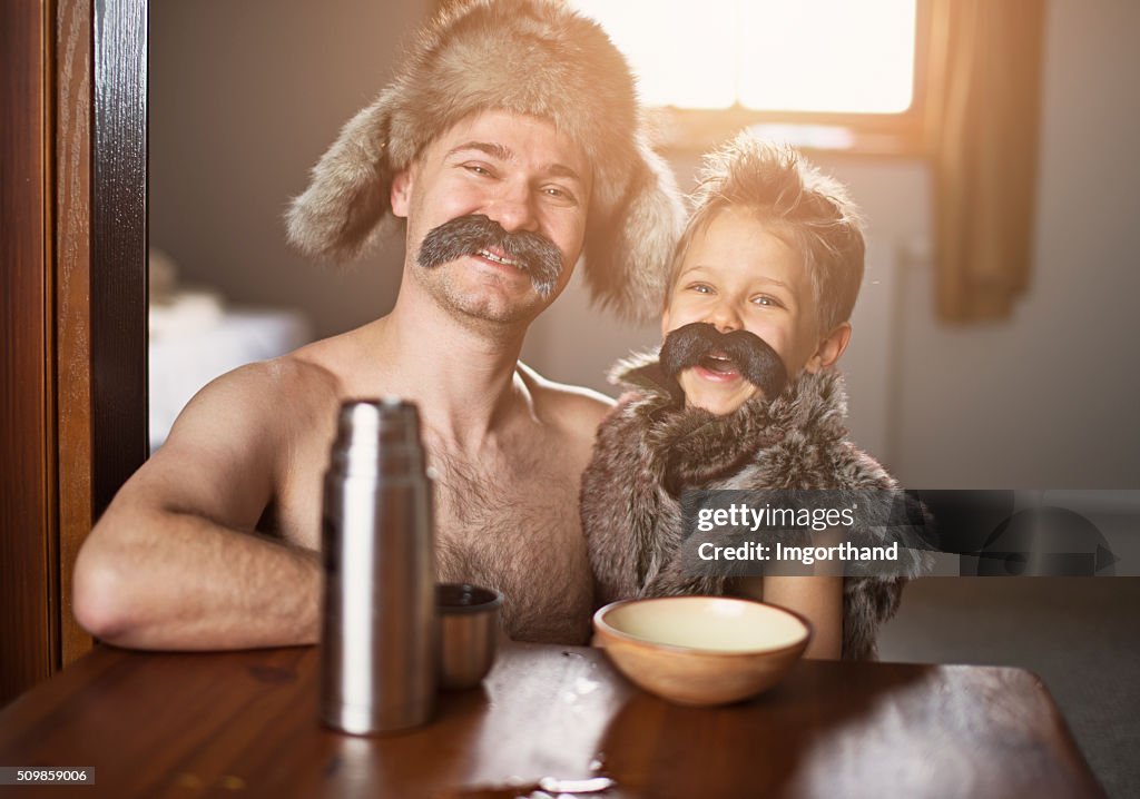 Like father like son - portrait with big moustaches