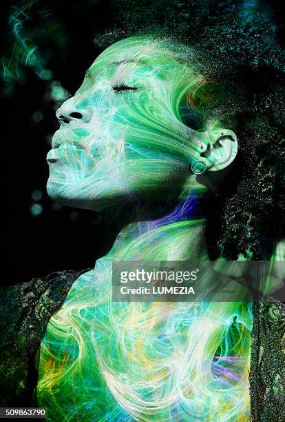 Portrait of a woman combined with the fractal