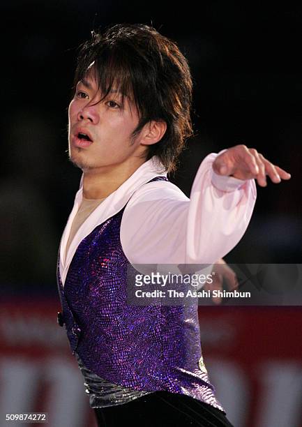 Daisuke Takahashi of Japan performs at the gala exhibition during day four of the Skate America at the Boardwalk Hall on October 23, 2005 in Atlantic...