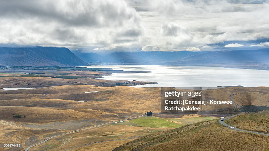 Mount John observation point and Lake Tekapo