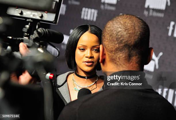 Rihanna attends FENTY x PUMA by Rihanna at 23 Wall Street on February 12, 2016 in New York City.