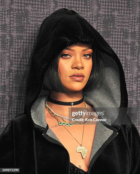 Rihanna attends FENTY x PUMA by Rihanna at 23 Wall Street on February 12, 2016 in New York City.