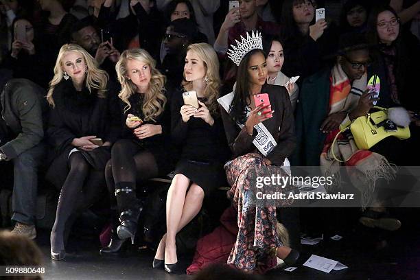 Stefanie Chernick, Melissa Hill, Julia LaRoche, and Andreia Gibau attend the Fashion Hong Kong Fall 2016 fashion show during New York Fashion Week:...