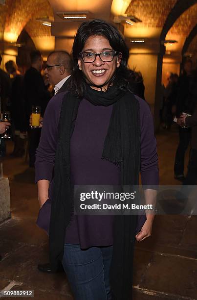 Indhu Rubasingham attends the press night after party of "Nell Gwynn" at The Crypt St Martins on February 12, 2016 in London, England.