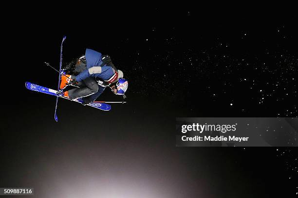 Oscar Wester of Switzerland competes in the Men's Skiing Finals during Polartec Big Air at Fenway Day 2 at Fenway Park on February 12, 2016 in...