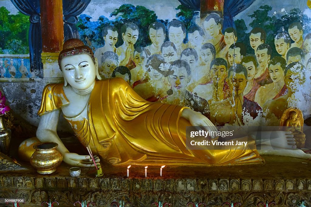 Gold buddha at Pharani pagoda at Mandalay city Myanmar