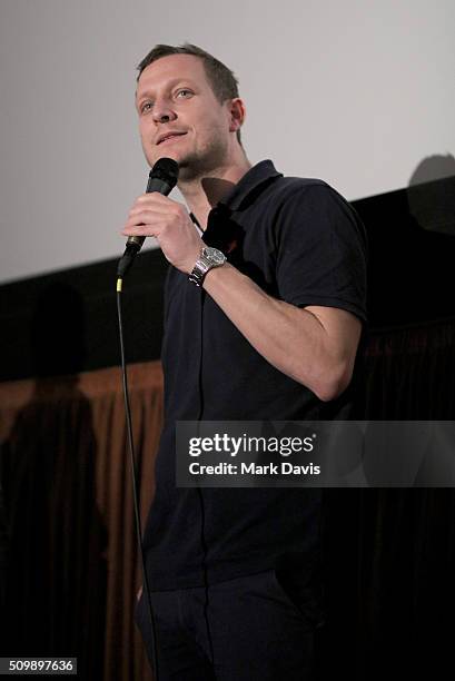 Director Tobias Lindholm speaks at the "A War" Q&A at the Metro during the 31st Santa Barbara International Film Festival on February 10, 2016 in...