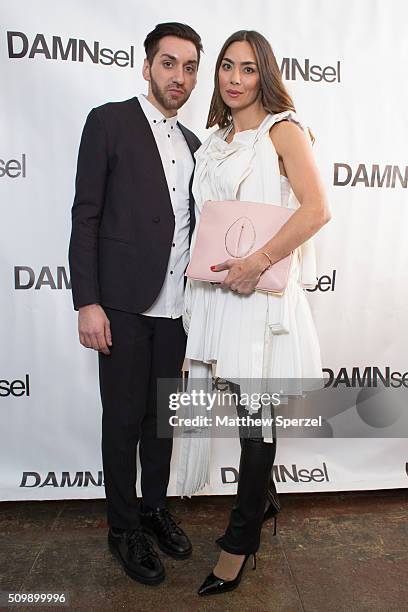 James Murray & Anna Maria Sandgren wearing Damsel attend the Damnsel 'Garmeoplasty' presentation during Fall 2016 New York Fashion Week on February...