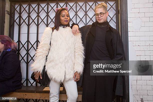 Giovanni Cachola & Dame Browne attend the Damnsel 'Garmeoplasty' presentation during Fall 2016 New York Fashion Week on February 12, 2016 in New York...