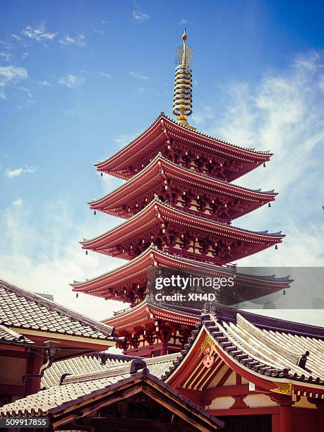 asakusa kannon temple (sensōji) in tokyo - tokyo temple stock pictures, royalty-free photos & images