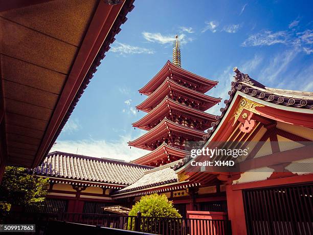 asakusa kannon temple (sensōji) in tokyo - tokyo temple stock pictures, royalty-free photos & images