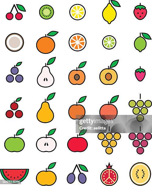 fruit icon set - nectarines isolated stock illustrations