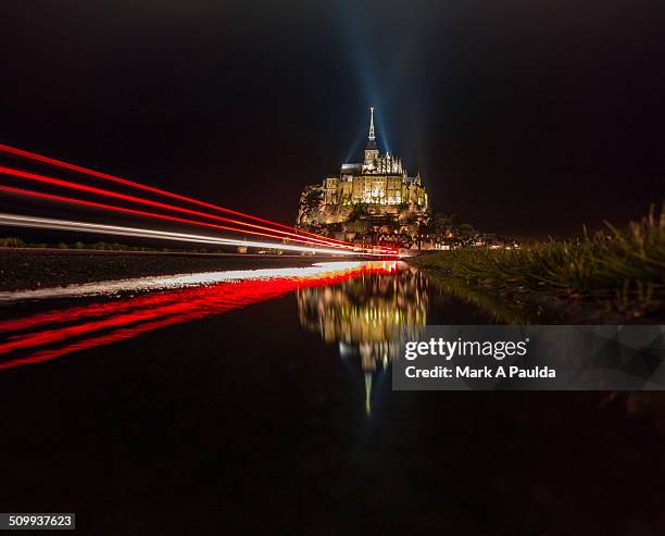 road to mont saint michel - angel island stock pictures, royalty-free photos & images