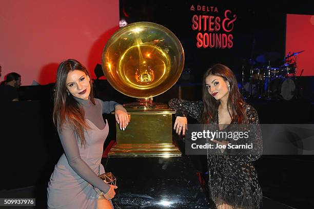 Madison Justice and actress Victoria Justice attend Delta Air Lines Toasts GRAMMY Weekend with "Sites and Sounds," A Private Performance and...