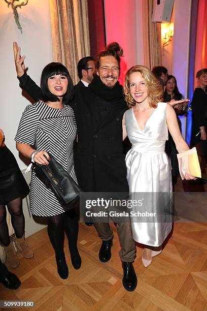 Anna Fischer and her boyfriend Leonard Andreae, Paula Kalenberg during the Bunte and BMW Festival Night 2016 during the 66th Berlinale International...