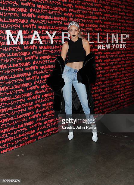 Gigi Hadid attends Maybelline New York celebrates fashion week at Dream Downtown Hotel on February 12, 2016 in New York City.