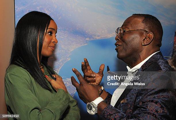 Singer Kelly Rowland and musician Randy Jackson attend Delta Air Lines Toasts GRAMMY Weekend with "Sites and Sounds," A Private Performance and...