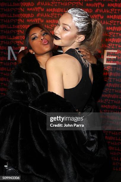 Alicia Quarles and Gigi Hadid attend Maybelline New York celebrates fashion week at Dream Downtown Hotel on February 12, 2016 in New York City.