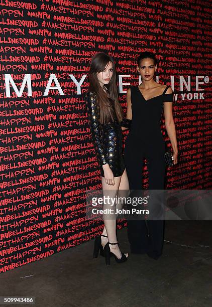 Kemp Muhl and Cris Urena attend Maybelline New York celebrates fashion week at Dream Downtown Hotel on February 12, 2016 in New York City.