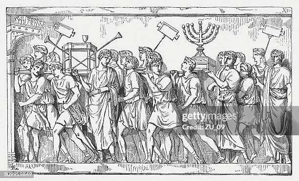 looting of the temple of jerusalem, arch of titus, rome - arch of titus stock illustrations