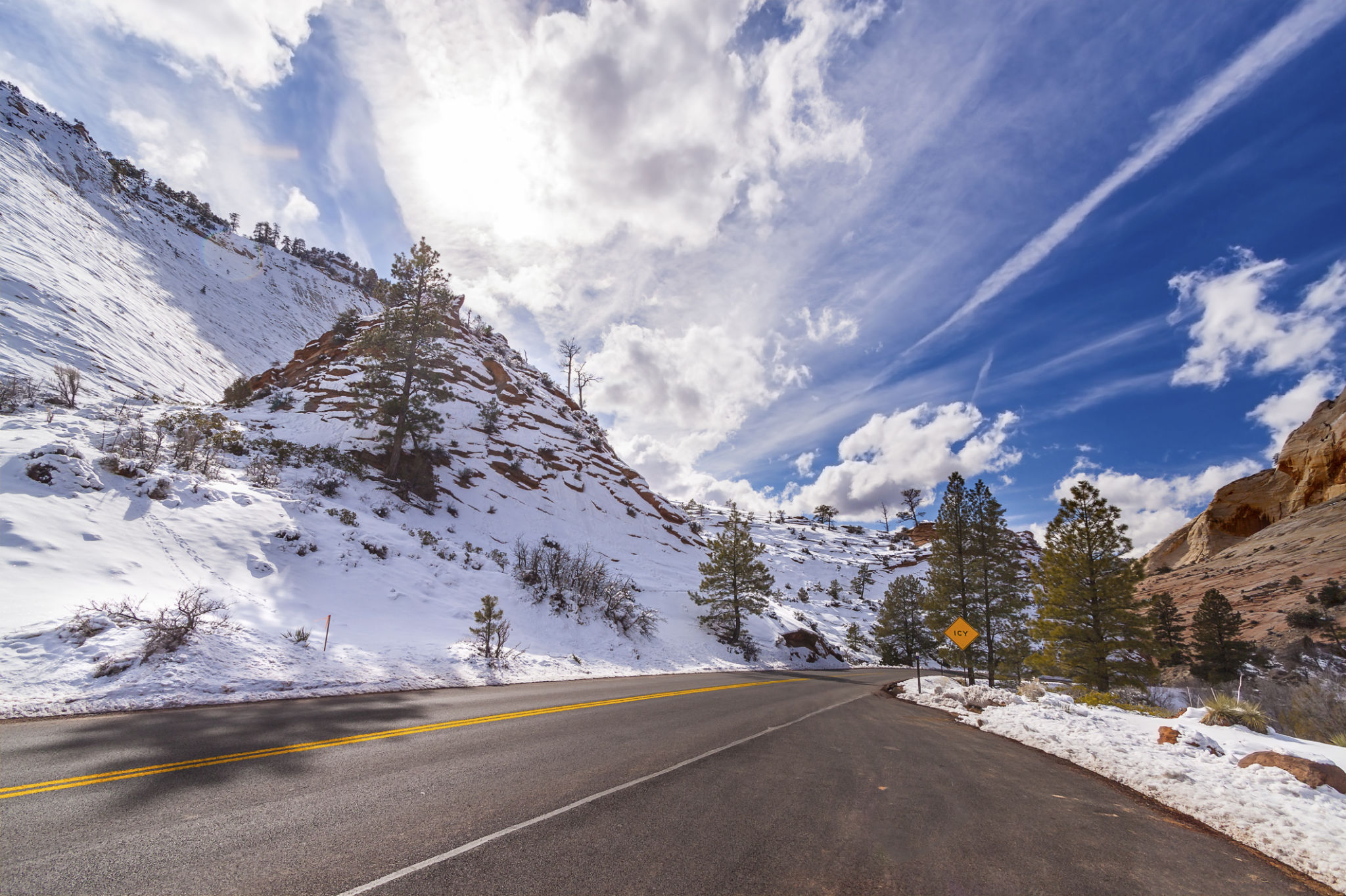 winter desert drive