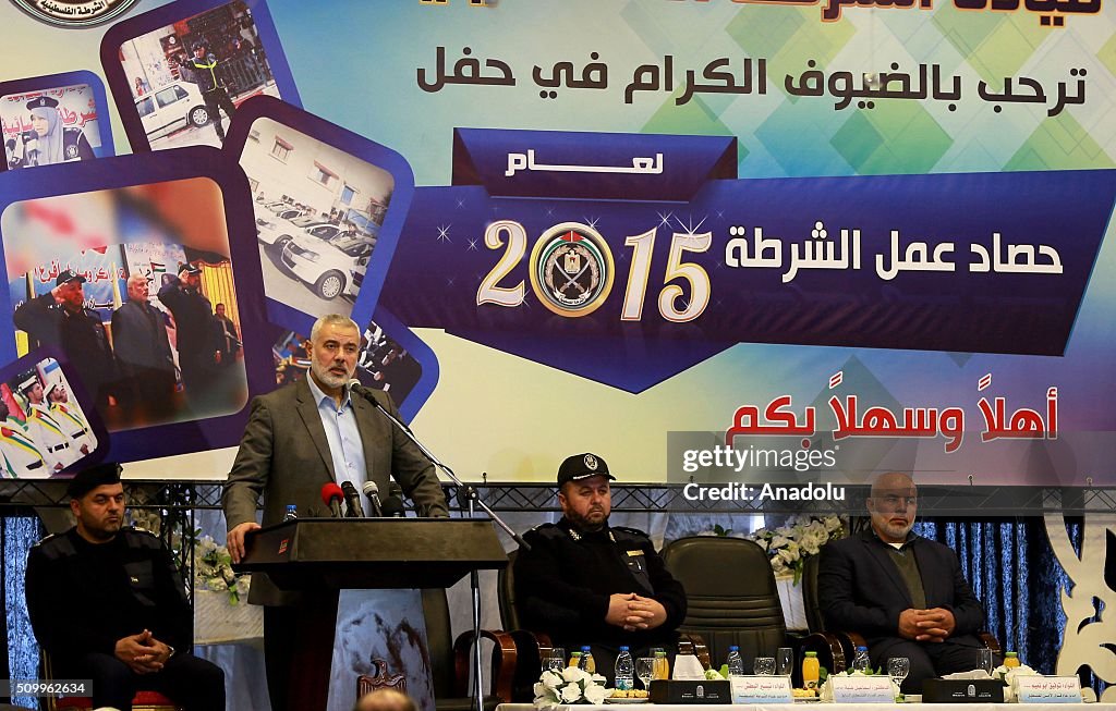 Ismail Haniyeh attends '2015 Police Department Activities' Ceremony in Gaza