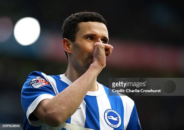 Jamie Murphy of Brighton celebrates after scoring the first goal of the game during the Sky Bet Championship match between Brighton and Hove Albion...