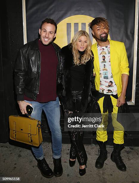 Micah Jesse, Hofit Golan and Ty Hunter attend the TY-LITE Launch Party at Wallplay Gallery on February 12, 2016 in New York City.