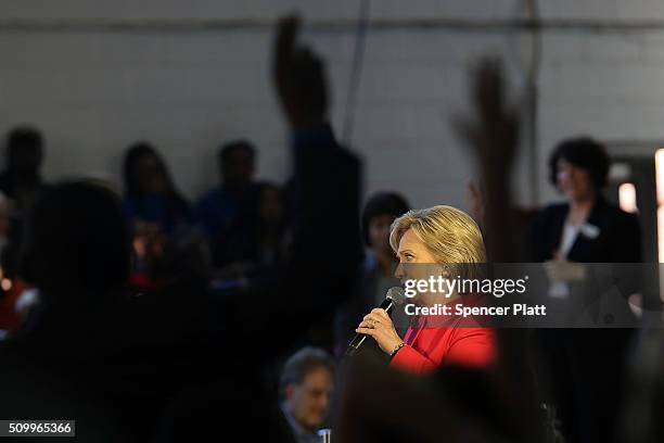 Democratic presidential candidate Hillary Clinton speaks to voters in South Carolina a day after her debate with rival candidate Bernie Sanders on...