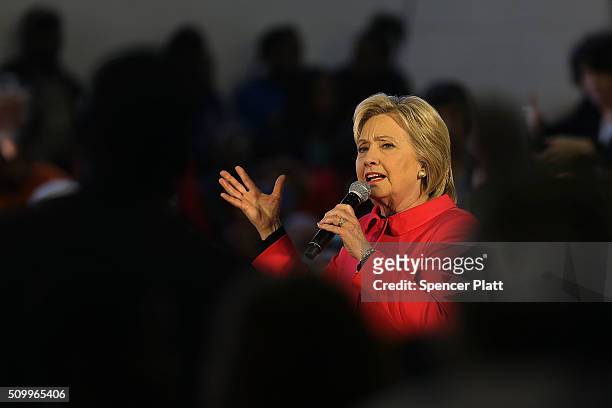 Democratic presidential candidate Hillary Clinton speaks to voters in South Carolina a day after her debate with rival candidate Bernie Sanders on...
