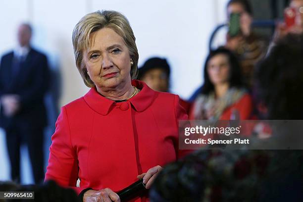 Democratic presidential candidate Hillary Clinton speaks to voters in South Carolina a day after her debate with rival candidate Bernie Sanders on...