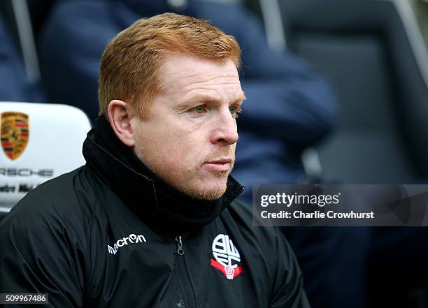 Bolton manager Neil Lennon during the Sky Bet Championship match between Brighton and Hove Albion and Bolton Wanderers at The Amex Stadium on...