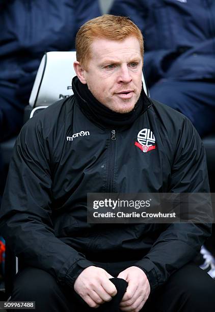 Bolton manager Neil Lennon during the Sky Bet Championship match between Brighton and Hove Albion and Bolton Wanderers at The Amex Stadium on...