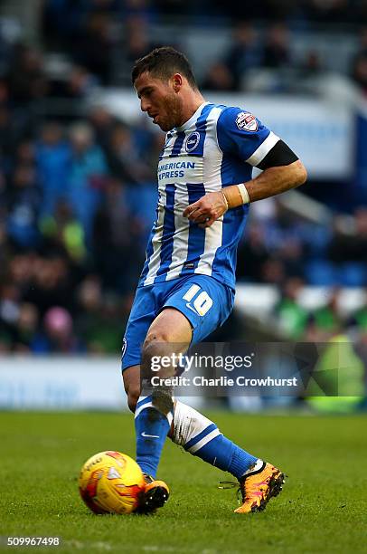 Tomer Hemed of Brighton scores the teams second goal during the Sky Bet Championship match between Brighton and Hove Albion and Bolton Wanderers at...