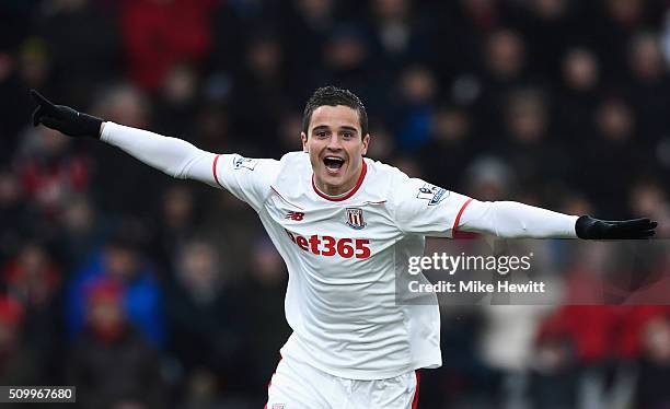 Ibrahim Afellay of Stoke City celebrates scoring his team's second goal during the Barclays Premier League match between A.F.C. Bournemouth and Stoke...