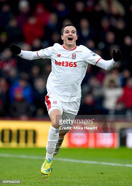 Ibrahim Afellay of Stoke City celebrates scoring his team's second goal during the Barclays Premier League match between A.F.C. Bournemouth and Stoke...