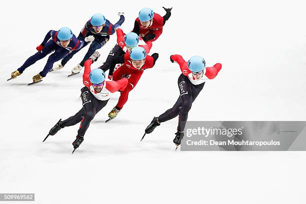 Kai An of China, Yoon-Gy Kwak of South Korea, Alexander Fathoullin of Canada, Charle Cournoyer of Canada and Francois Hamelin of Canada compete in...