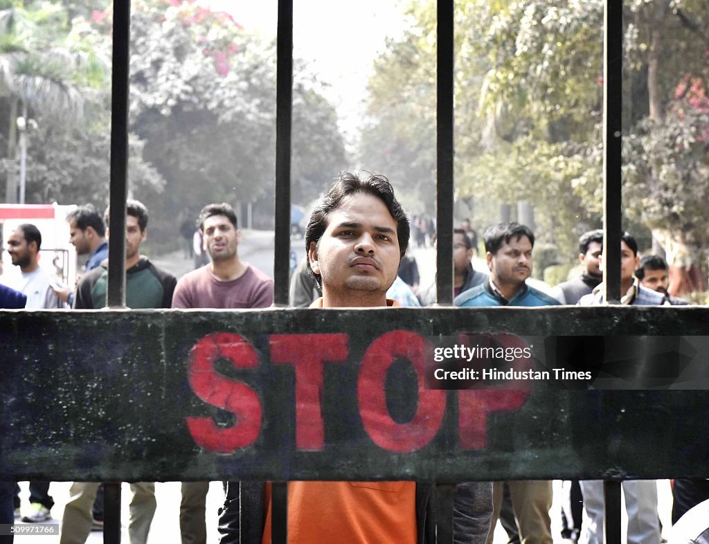 Indian National Lok Dal Student Wing Protests At Jawaharlal Nehru University