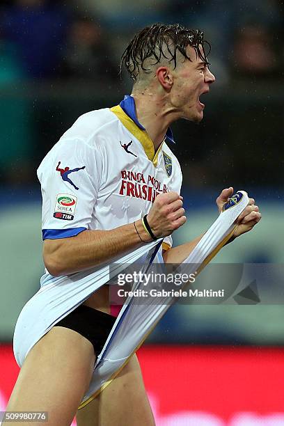 Samuele Longo of Frosinone Calcio reacts during the Serie A match between Empoli FC and Frosinone Calcio at Stadio Carlo Castellani on February 13,...